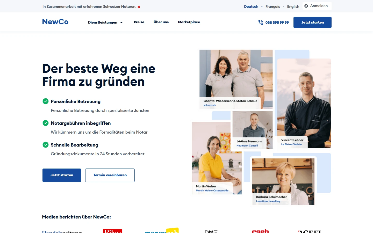 Startseite von newco.ch