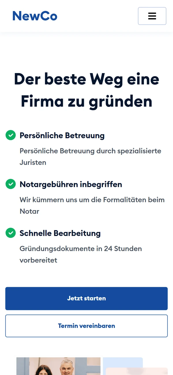 newco.ch auf dem Smartphone