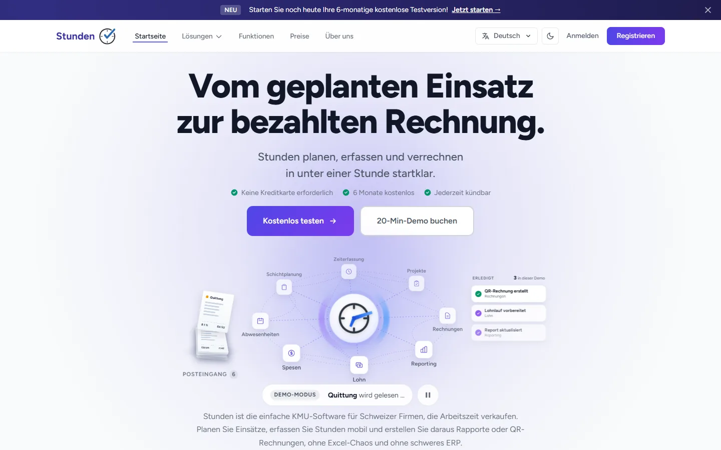 Startseite von stunden.ch