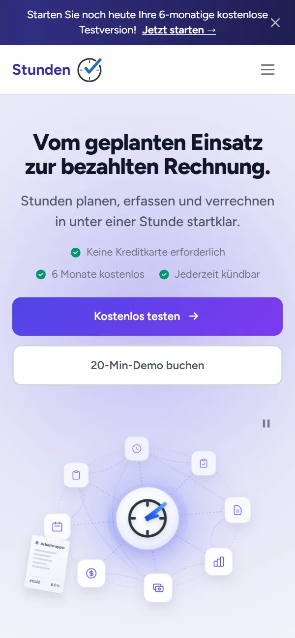 stunden.ch auf dem Smartphone