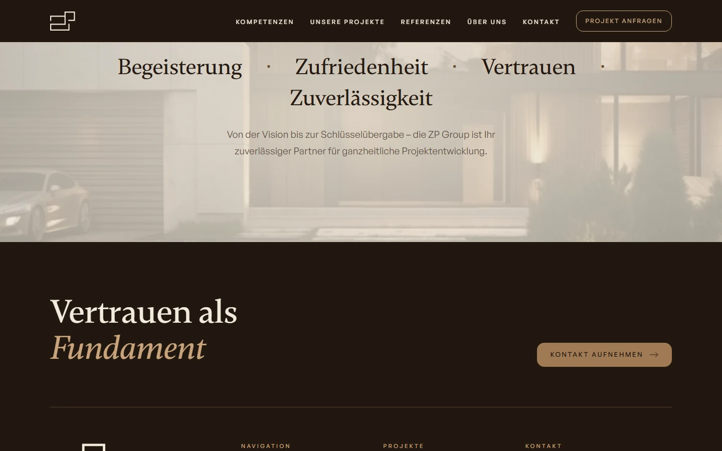 zpgroup.ch: Inhalte weiter unten auf der Startseite